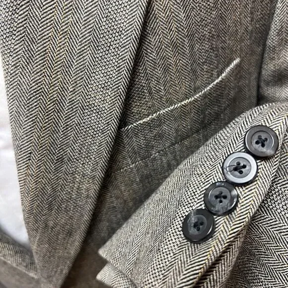 Loro Piana John W Nordstrom 100% Cashmere Gray Herringbone Blazer Jacket 42L 42